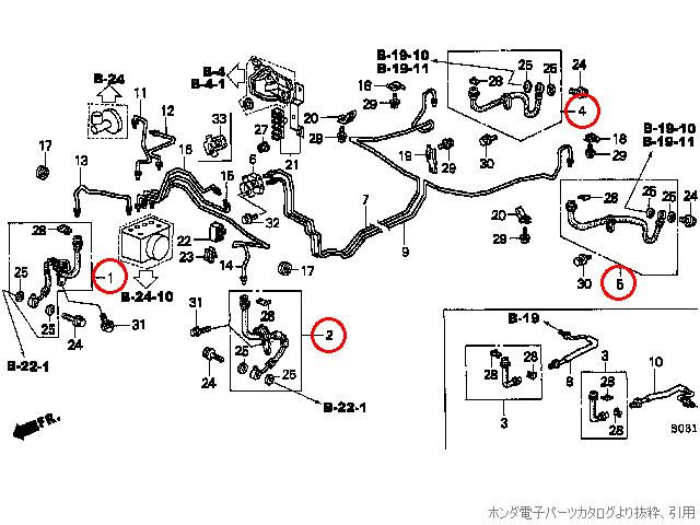 ブレーキ配管系のパーツリスト