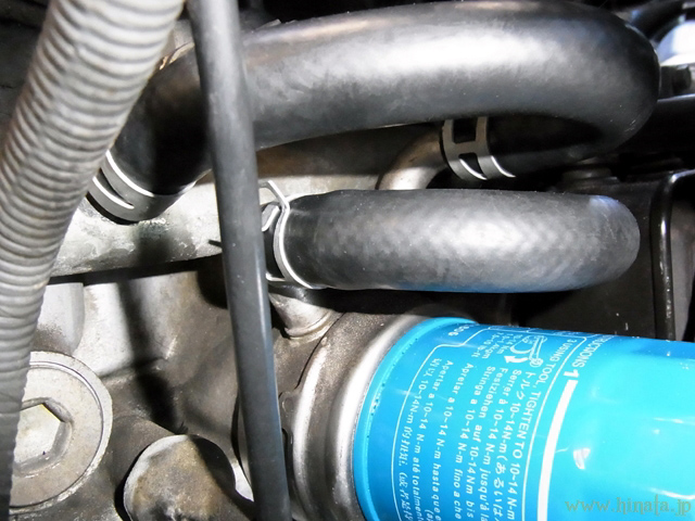 オイルクーラーのウォーターホース