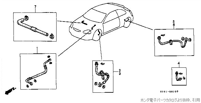 ホース、チューブ/サービスキット部品系のパーツリスト