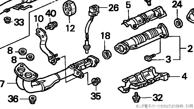 エキゾーストパイプ/サイレンサー系のパーツリスト