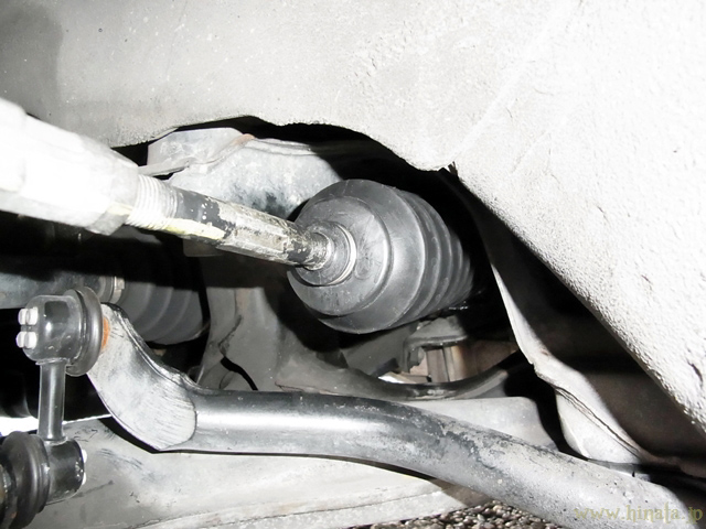 助手席側のブーツの様子