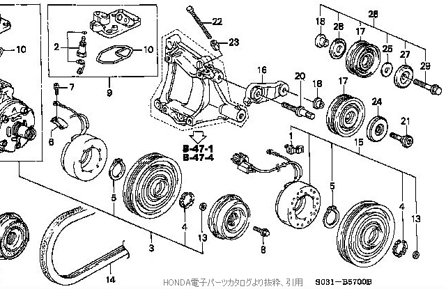 アイドルプーリー周辺のパーツカタログ