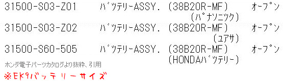 EK9純正のバッテリーサイズは38B20R