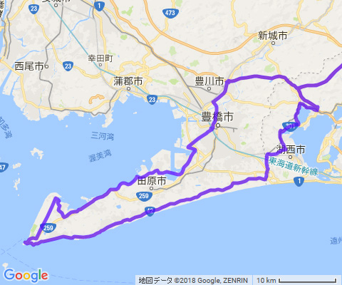 渥美半島を回るコースを記録できた