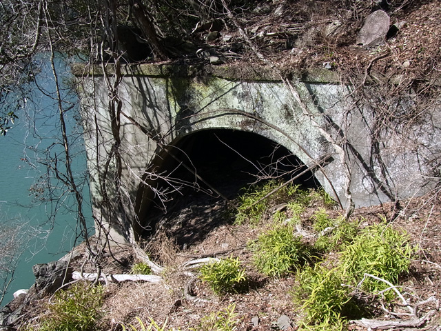 佐久間湖に沈んでいる旧飯田線のトンネル