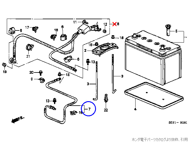 プラス側ケーブル
