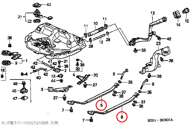 使用部品は左右で異なる