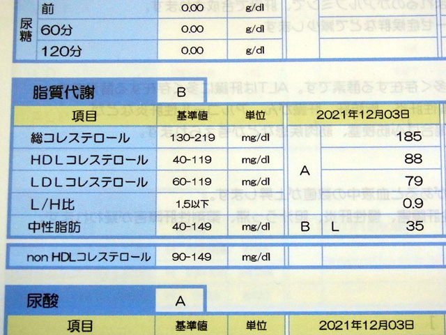 脂質代謝はB判定