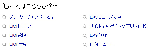 「他の人はこちらも検索」における関連キーワードその1