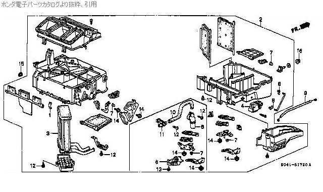 パーツリスト上のヒーターコア