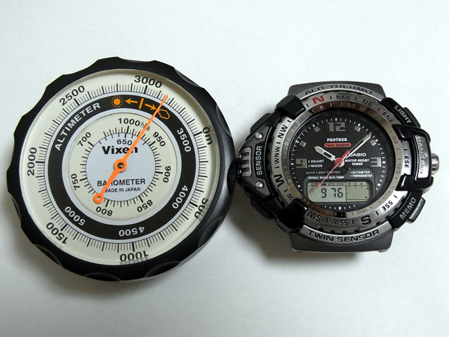 台風通過後の気圧計