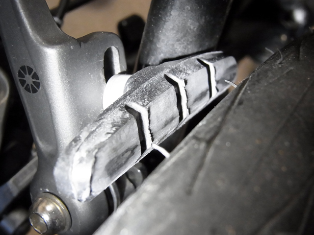 10km走行後のブレーキシュー