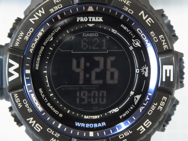 カシオPROTREK PRW-3500Y-1の日の出日の入り時刻表示機能