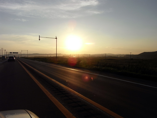 夕日の北海道