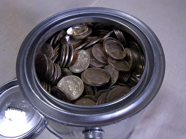 ぎっしり詰まった500円玉